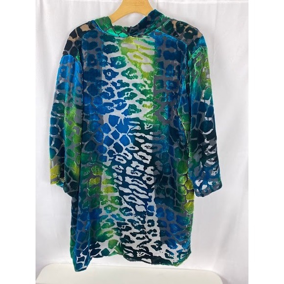Draper's & Damons Burnout Velvet‎  Boho Chic Abstract Long Sleeve KimomoL - Picture 2 of 16